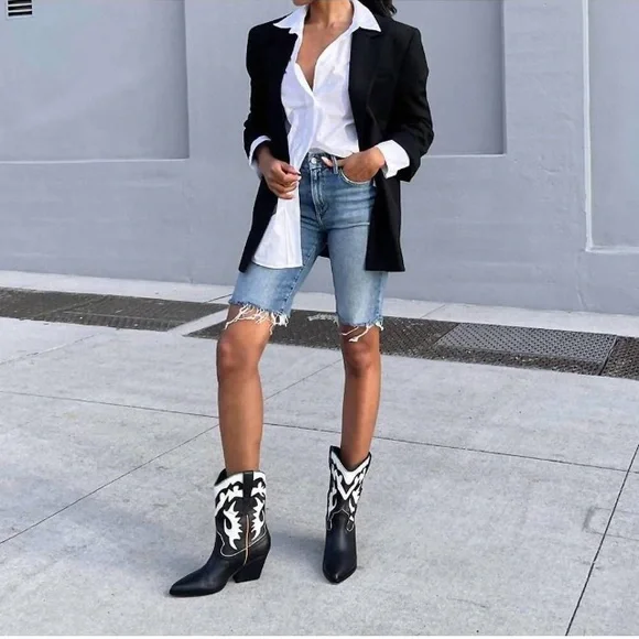 NWT✨Dolce Vita Landen Black White Metallic trim Women’s Western Boots Size 10! - Picture 16 of 16